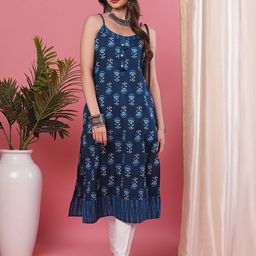 Globus Floral Jaipuri Print Strappy A-Line Kurta-49