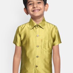 THANGAMAGAN Boys Lime Green Original Regular Fit Solid Casual Shirt-picture-12