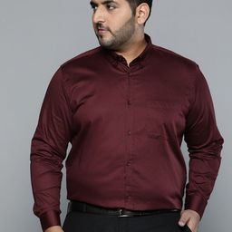 DENNISON Men Burgundy Smart Slim Fit Pure Cotton Opaque Formal Shirt-image-68