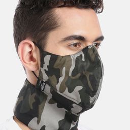 MANARI India Men Olive Green Reusable 5-Ply Camo Full Coverage Sustainable Biker Mask-24