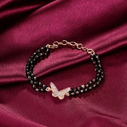 Yellow Chimes Women Rose Gold-Plated Butterfly Charmed Mangalsutra Bracelet-25