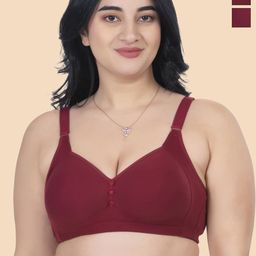 KOMLI Pack Of 2 Plus Size Full Coverage Cotton Minimiser Bra With All Day Comfort-18