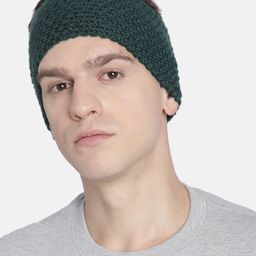 Magic Needles Men Dark Green Self-Design Knitted Bandana Woollen Headband-44