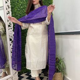 DIVASTRI Women Ethnic Motifs Printed Regular Sequinned Kurta with Trousers & With Dupatta-18