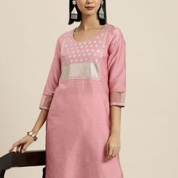 HERE&NOW Floral Embroidered Sequinned Kurta-30