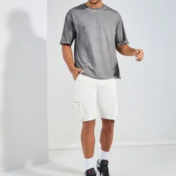 Styli Overdyed Washed Oversized Tee With Neck Binding And Raw Edge Sleeve-image-8