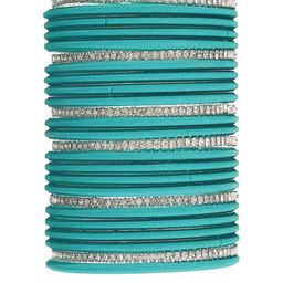 NMII Set Of 26 Zircon Stone-Studded Metal Glossy Finished Bangles-image-27