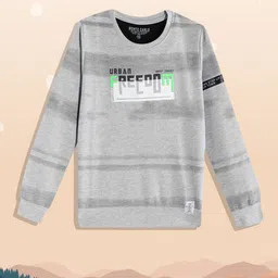 Monte Carlo Boys Grey Melange & White Typography Printed Sweatshirt-image-34