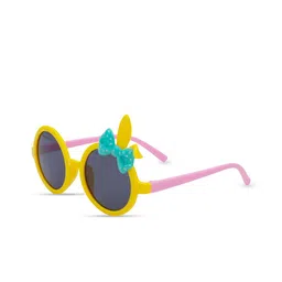 SYGA Kids Round Sunglasses With UV Protected Lens Goggles-EarTie-Yellow-9