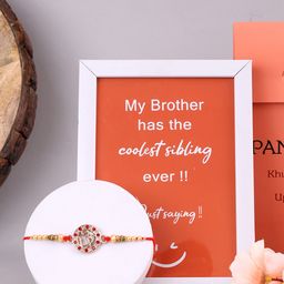 PANASH Gold-Plated Beaded Rakhi With Photo Frame & Roli Chawal-image-43