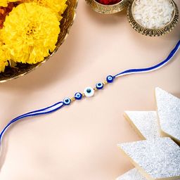 Peora Sterling Silver Evil Eye Studded Rakhi With Roli Chawal & Greeting Card-image-31