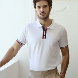 KINGDOM OF WHITE Polo Collar Short Sleeve Pure Cotton Regular T-shirt-image-29