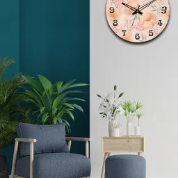 OLIVE TREE Peach-Coloured & Beige Printed Analogue Contemporary Wall Clock-16
