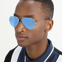 RESIST EYEWEAR Unisex Blue Lens & Silver-Toned Aviator Sunglasses with UV Protected Lens-40