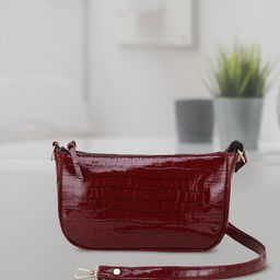 Lychee bags Maroon Animal Textured PU Structured Shoulder Bag-53