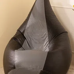 THREADVIBE LIVING Grey & Black Double Shaded Teardrop Bean Bag With Bean-image-86