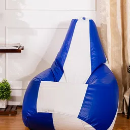 THREADVIBE LIVING Blue & White Double Shaded Teardrop Bean Bag With Bean-image-96
