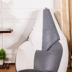 THREADVIBE LIVING Grey & White Double Shaded Teardrop Bean Bag With Bean-image-54