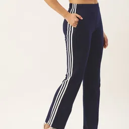 FEMEA Women Slim Fit Flared Track Pants With Side Taping Detail-56
