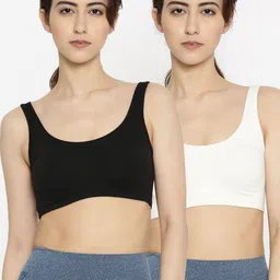 Enamor White Pack Of 2 Solid Non-Wired Non Padded Sports Bra-43