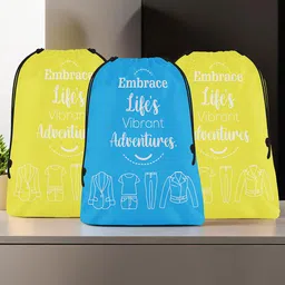 Aura Yellow & Blue 3 Pieces Printed Storage Bag Water Resistant Organisers-14