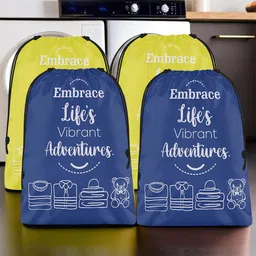 Aura Yellow & Blue 4 Pieces Printed Storage Bag Water Resistant Organisers-11