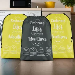 Aura Yellow & Grey 3 Pieces Printed Storage Bag Water Resistant Organisers-52