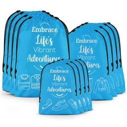 Aura Blue & White 12 Pieces Printed Storage Bag Water Resistant Organisers-19