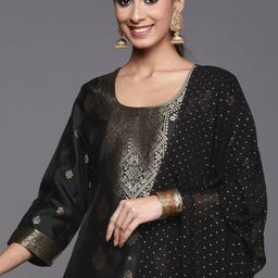 Varanga Women Black Kurta with Trousers & With Dupatta-image-23