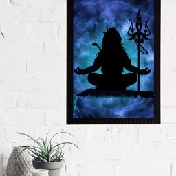 eCraftIndia Blue & Black Lord Shiva Satin Matt Textured UV Wall Art-image-65