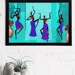 eCraftIndia Blue & Red Tribal Theme Satin Matt Textured UV Wall Art-image-92