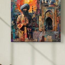 Myntra Elegant Homes Orange Colored & Brown Mosque Printed Canvas Wall Art-image-89