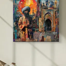 Myntra Elegant Homes Orange Colored & Brown Mosque Printed Canvas Wall Art-image-84