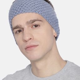 Magic Needles Men Faded Denim Blue Self-Design Knitted Bandana Woollen Headband-31