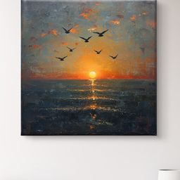 Myntra Elegant Homes Green & Gold-Toned Sunrise Printed Canvas Wall Art-picture-38