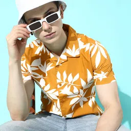 Moda Rapido Men Mustard Tropical Resort Wear Sustainable Shirt-image-21