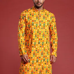 MANQ Men Ethnic Motifs Printed Pure Cotton Kurta with Pyjamas-picture-34