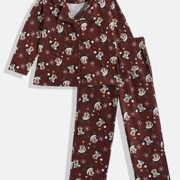 KOKOMO Kids Mickey Mouse Printed Christmas Shirt with Pyjamas-image-32