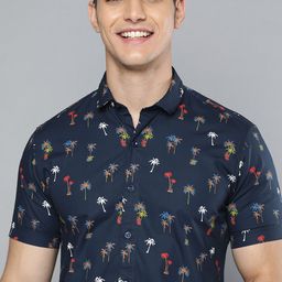 Mast & Harbour Men Navy Blue & White Printed Pure Cotton Casual Shirt-picture-49