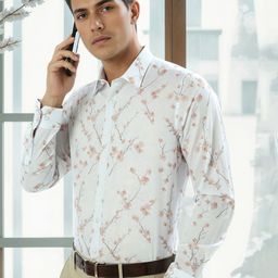Louis Philippe Men Spread Collar Floral Printed Cotton Formal Shirt-picture-0
