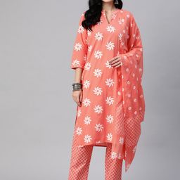 Readiprint Fashions Floral Printed Regular Pure Cotton Kurta with Trousers & Dupatta-image-30