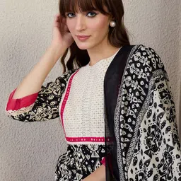 Indo Era Women Printed Regular Mirror Work Pure Cotton Kurta with Trousers & With Dupatta-58