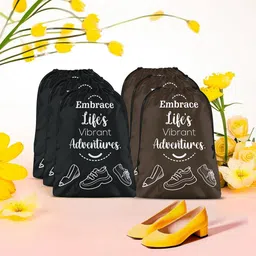 Aura Brown & Black 6 Pieces Printed Reusable Cloth Storage Bag Organisers-19