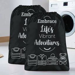 Aura Black & White 2 Pieces Printed Reusable Cloth Storage Bag Organisers-38