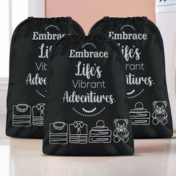 Aura Black & White 3 Pieces Printed Reusable Cloth Storage Bag Organisers-9