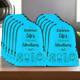 Aura Blue & black 12 Pieces Printed Reusable Cloth Storage Bag Organisers-image-81