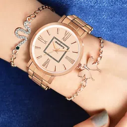 DressBerry Women Embellished Dial & Bracelet Style Straps Analogue Watch DBSet24 Set-23-57