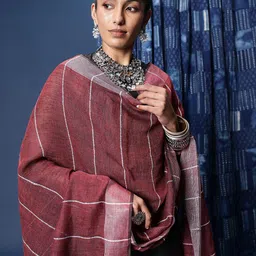 Taavi Striped Linen Dupatta with Sequinned Detail-7