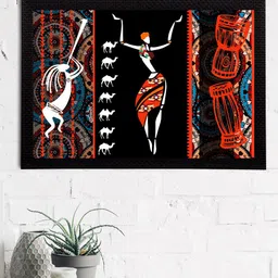 eCraftIndia Black & Red Tribal Theme Satin Matt Texture UV Wall Painting-picture-14