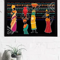 eCraftIndia Black & Red Tribal Theme Satin Matt Texture UV Wall Art-image-88